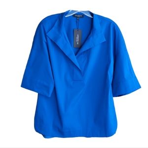 Lafayette 148 blue cotton stretch pull on shirt